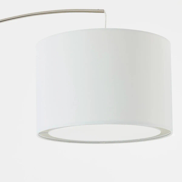 Stojąca lampa abażurowa Clarie 13258/05 łukowa chrom biała