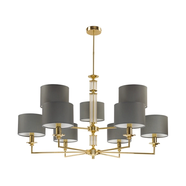 Wisząca lampa salonowa Artu ART-ZW-9 (Z) z abażurami szara mosiądz
