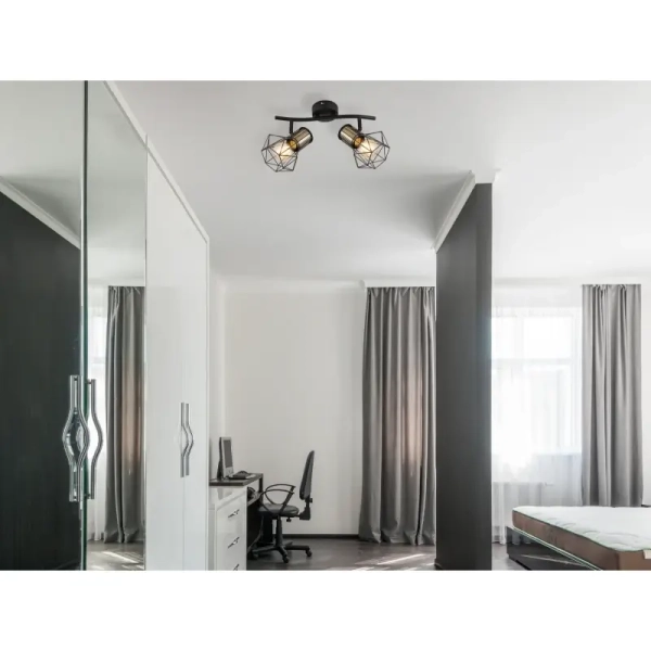 Sufitowa lampa druciana Priska 54017-2M czarna złota