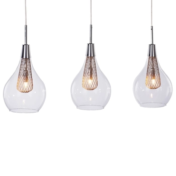 Salonowa lampa wisząca Elektra szklane krople chrom