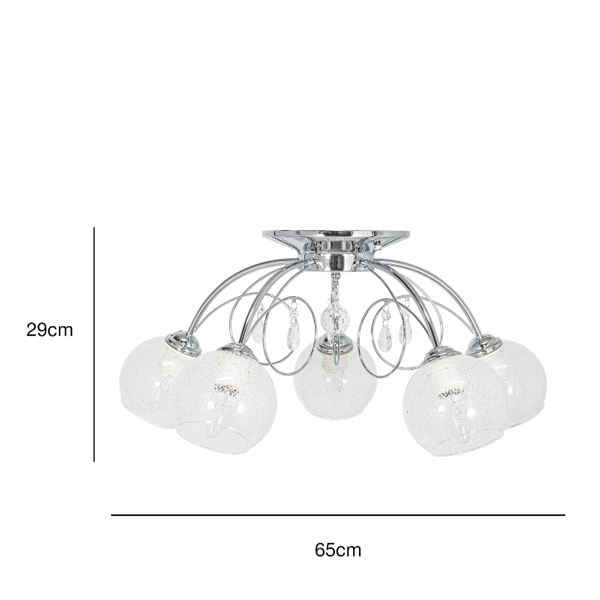 Szklana lampa sufitowa 8823/5 8C do jadalni chrom