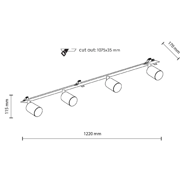 Podtynkowa lampa do przedpokoju Nex 10801 tubki na belce czarny