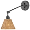 Naścienna lampa na wysięgniku Arti HK-ARTI-1W-BK-NR rattan drewniana czarna