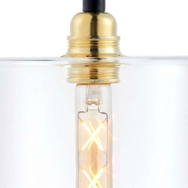 Loftowa LAMPA wisząca LONGIS 10874105 Kaspa szklana OPRAWA skandynawski ZWIS okrągły złoty przezroczysty czarny