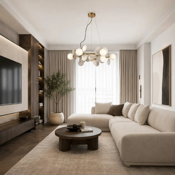 Wisząca lampa CHIC biała złota ST-DL-2969P-9 9xG9 5W kulista