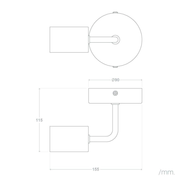 Kinkiet minimalistyczny Tesoro ABR-KR-C-E27 Abruzzo metalowy czarny