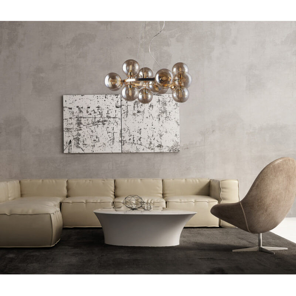 Wisząca lampa jadalniana Marbelio PND-6161-15 GO+CO złota przydymiona