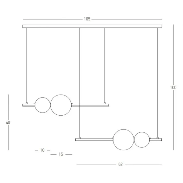 Lampa wisząca nad stół 22235 LED 24W 3000K kule do jadalni złoty