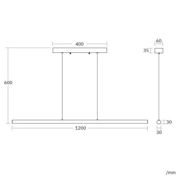 Liniowa lampa wisząca Arche ABR-LWL-CCT-ARC-B LED 30W CCT metalowa biała