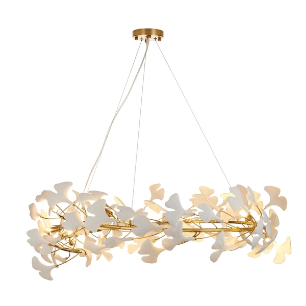 Ceramiczna lampa zwisowa Botanika XY080P-100 Step ozdobna liście złota biała