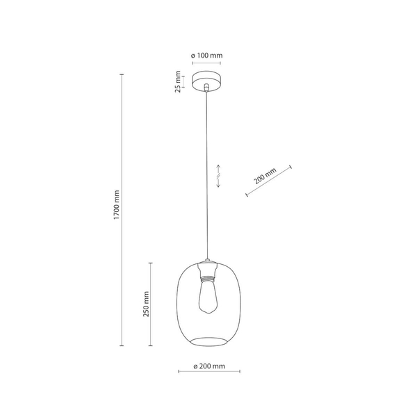 Wisząca lampa metalowa Elio 4338 TK Lighting do salonu bursztynowa czarna