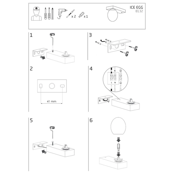 Łazienkowy kinkiet Ice Egg 8132 Nowodvorski IP44 kula metalowy czarny biały