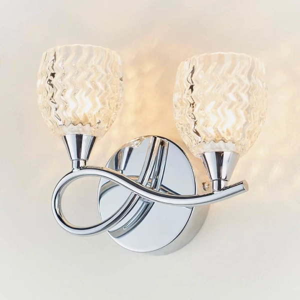 Szklana lampa na ścianę Boyer BOYER-2WBCH-L chrom przezroczysty