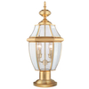 Stojąca LAMPA zewnętrzna QZ-NEWBURY3-L-PB Elstead QUOIZEL ogrodowa OPRAWA metalowa outdoor vintage IP44 mosiądz przezroczysta