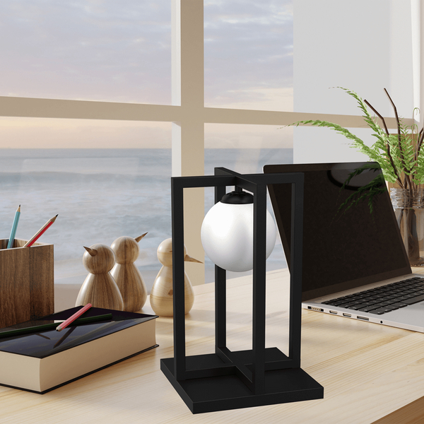 Lampa stołowa Diego MLP8571 ze szklanym kloszem biała czarna