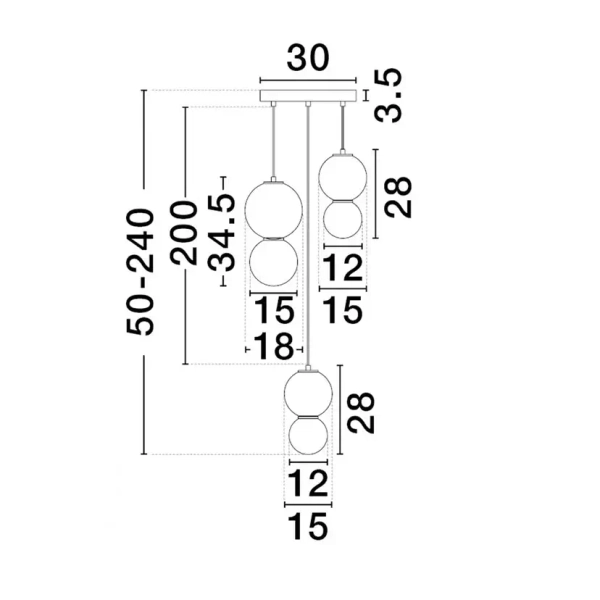 Potrójna lampa wisząca JORELIA LE45258 LED 14W 3000K szara zielona biała
