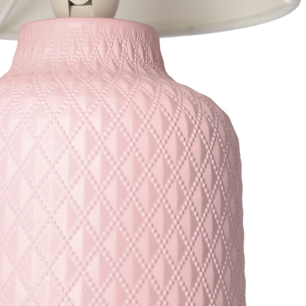 Nocna lampka Iner 41-79855 ceramika z abażurem biała różowa