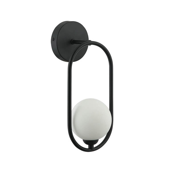 Ścienna lampa z kulą Lupus WL-3965-1-BL Italux szklana czarny biały