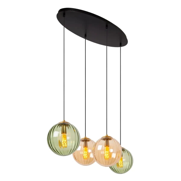 Szklana lampa wisząca MONSARAZ 45493/04/33 Lucide zielony bursztynowy