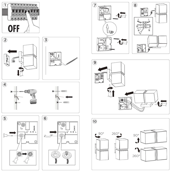 Zewnętrzna LAMPA elewacyjna CUBA 5193801012 Lutec regulowana OPRAWA kinkiet LED 23W 3000K metalowy IP54 czarny