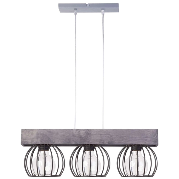 LAMPA wisząca MILAN 31574 Sigma metalowa OPRAWA industrialne klatki zwis druciany drewno brązowy