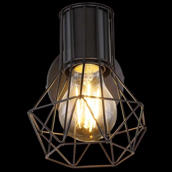 Druciana LAMPA ścienna PRISKA 54017-1 Globo regulowana OPRAWA metalowy reflektorek industrialny czarny