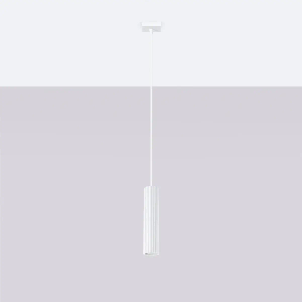 Podłużna lampa wisząca Karbon SL.1535 minimalistyczna tuba biała