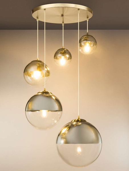 LAMPA wisząca VARUS 15851-5 Globo szklana OPRAWA zwis kaskada szklane kule balls chrom przezroczyste