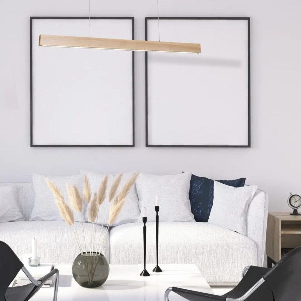 Liniowa lampa wisząca TIMBER MLP568 LED 18W 3000K do jadalni drewniana
