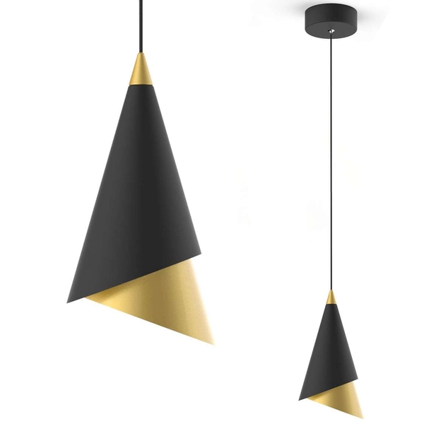 LAMPA wisząca RAALTO PND-433128-1B Italux modernistyczna OPRAWA metalowa LED 7,7W 3000K stożek ZWIS czarny złoty