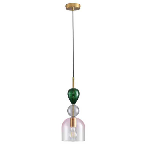 Lampa wisząca szklana PASTELLO ST-DN345B do jadalni różowa szara zielona