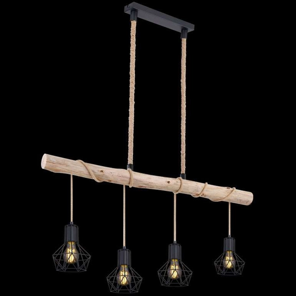 LAMPA wisząca PRISKA 54017-4HH Globo skandynawska OPRAWA belka ZWIS klatki brązowe czarne