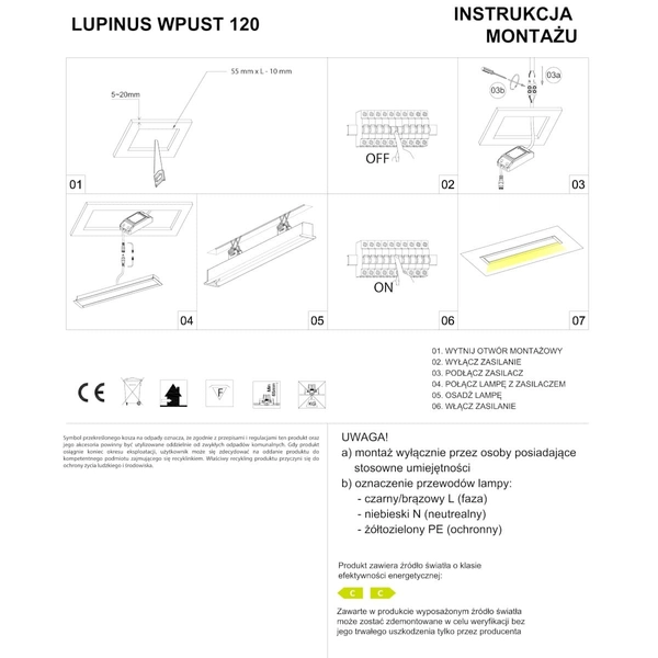 Lampa podsufitowa liniowa Lupinus 2120001202-1 Elkim LED 8W 4000K biały