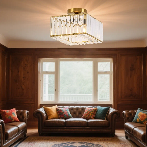 Kryształowy plafon natynkowy Vetro LP-2910/1C GD square kwadrat złoty