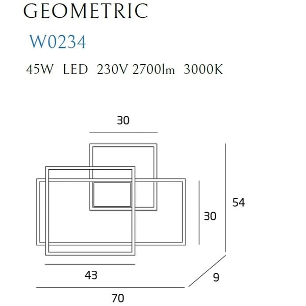 Modernistyczna ścienna lampa GEOMETRIC W0234 LED 45W 3000K metal biała