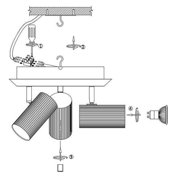 Kierunkowa lampa sufitowa Costilla do przedpokoju biała