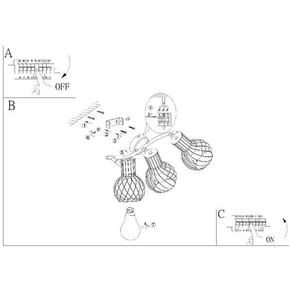 Sufitowa lampa ruchoma Luise 54012-3DS 3-punktowa czarna