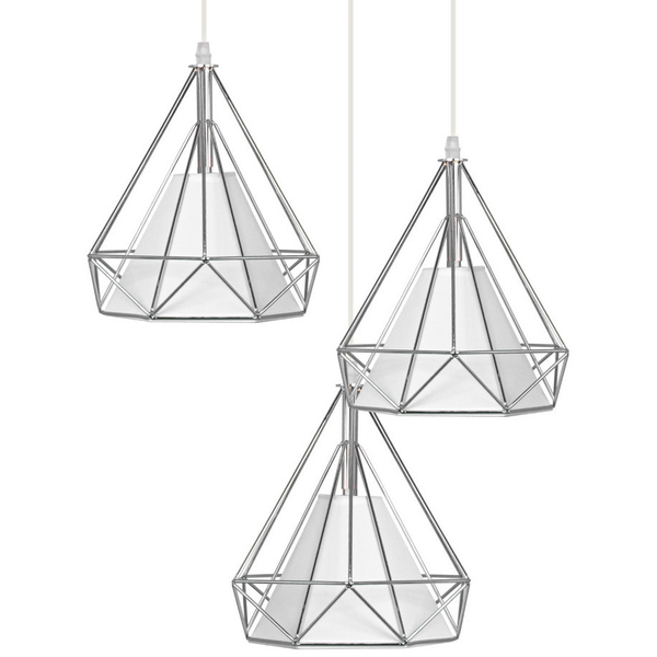 Loftowa LAMPA wisząca 8804/3 ZWIS - 02 Elem druciana OPRAWA metalowy ZWIS kaskada chrom biała