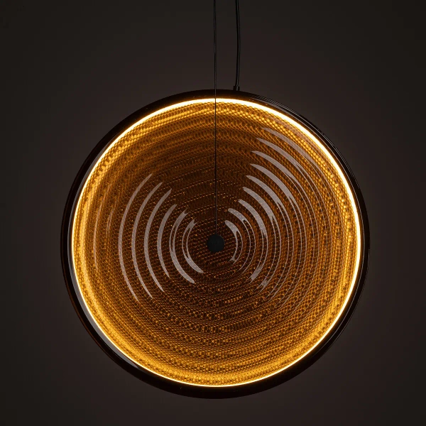 Wisząca lampa AURA LED szklana bursztynowa czarna 1x22W 3000K dysk nad stół 12233