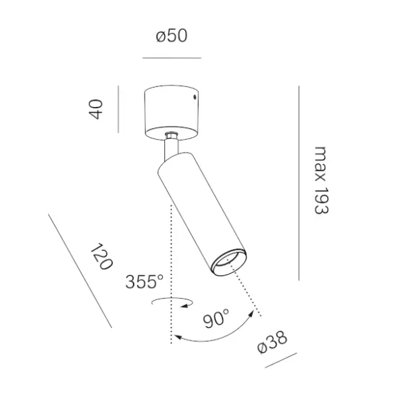 Lampa nasufitowa tubka czarna PET next LED 4,5W 3000K regulowana 16359-M930-WB-00-12