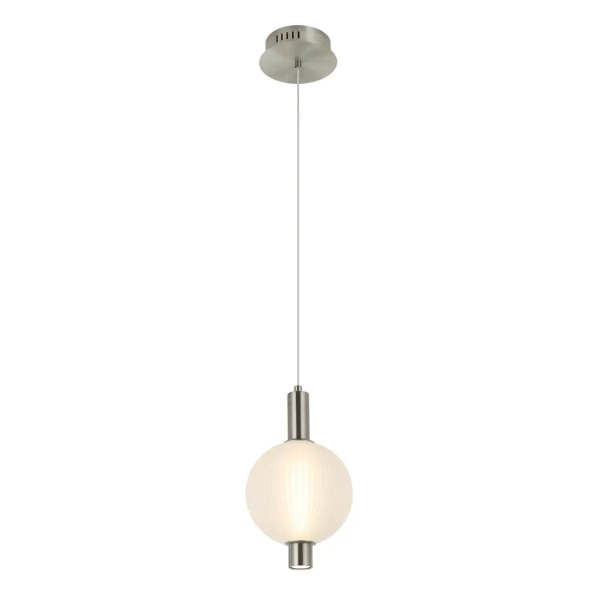 Kulista lampa wisząca Lenti PND-83631-1-SC-WH LED 7W 3000K biała srebrna