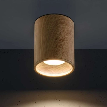 Sufitowa lampa downlight 2277165 metalowa plafon okrągły drewniany