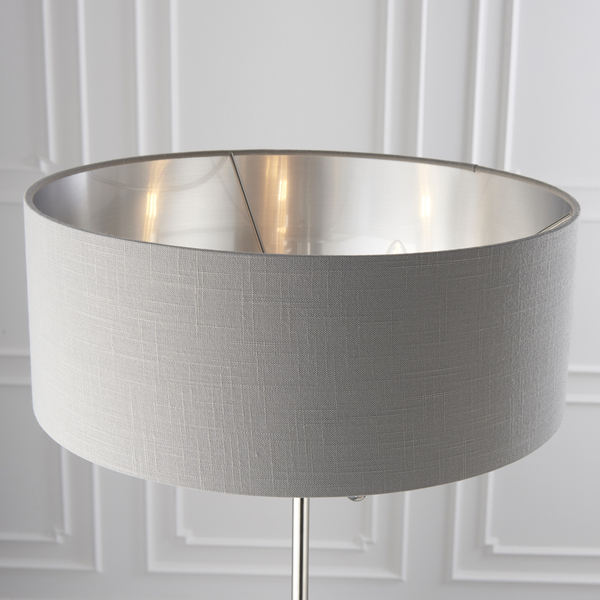 Stojąca lampa z abażurem Highclere 94378 Endon klasyczna szara nikiel