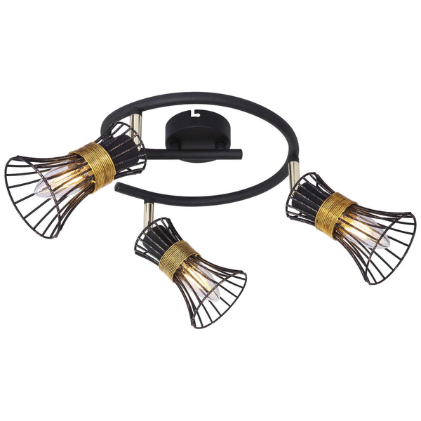 LAMPA sufitowa PURRA 54814-3 Globo metalowa OPRAWA plafon rustykalne klatki druciane czarne złote