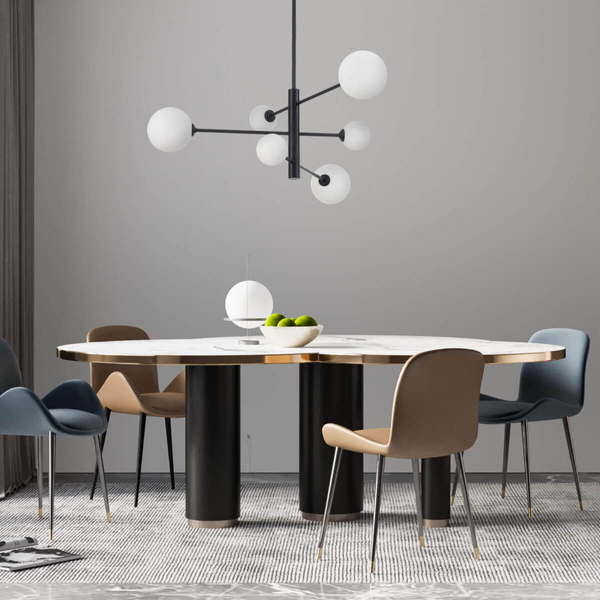 Loftowa LAMPA sufitowa DORADO LP-002/6P BK Light Prestige metalowa oprawa szklane kule plafon molekuły czarne białe