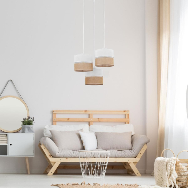Kaskada lampa wisząca tuby Linobianco 6575 TK Lighting juta biała brązowa