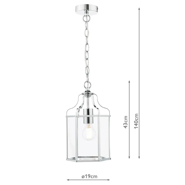 Wisząca lampa do salonu na łańcuchu szklany chrom Aled OUTLET