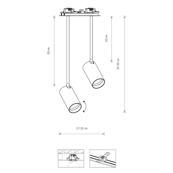Sufitowy wpust do zabudowy Mono 7740 czarny reflektorek pokojowy