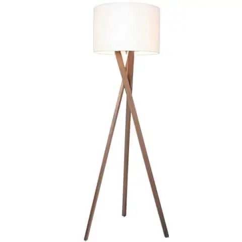 Abażurowa lampa podłogowa Vega 4100020-6003 do czytania drewniana biała