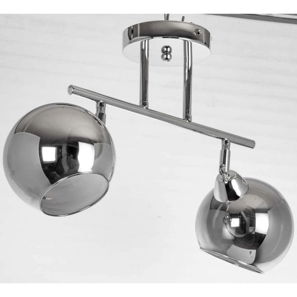 Lampa sufitowa VEN K165-2 loftowa szklana chrom przydymione